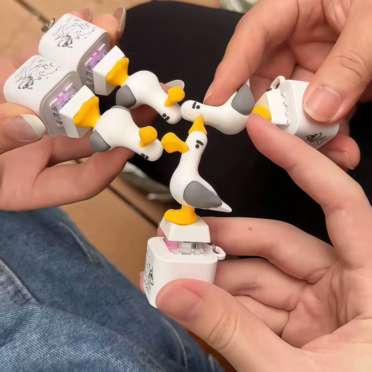 Seagull Squawking Sound Button Keychain